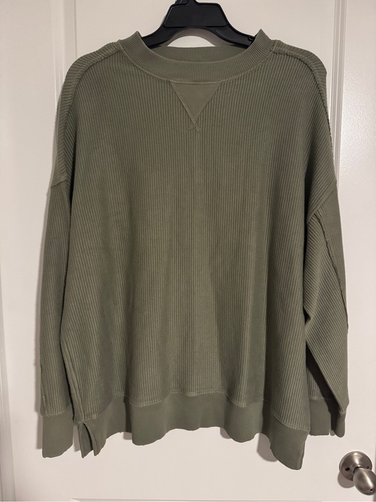 aerie Sweaters - aerie Olive Ribbed Crewneck Pullover Sweater